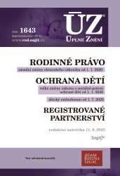 ÚZ - 1643 Rodinné právo, Ochrana dětí a rodiny, Dětský ombudsman, Registrované partnerství