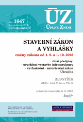 ÚZ - 1647 Stavební zákon a vyhlášky 2025, rejstřík k zákonu